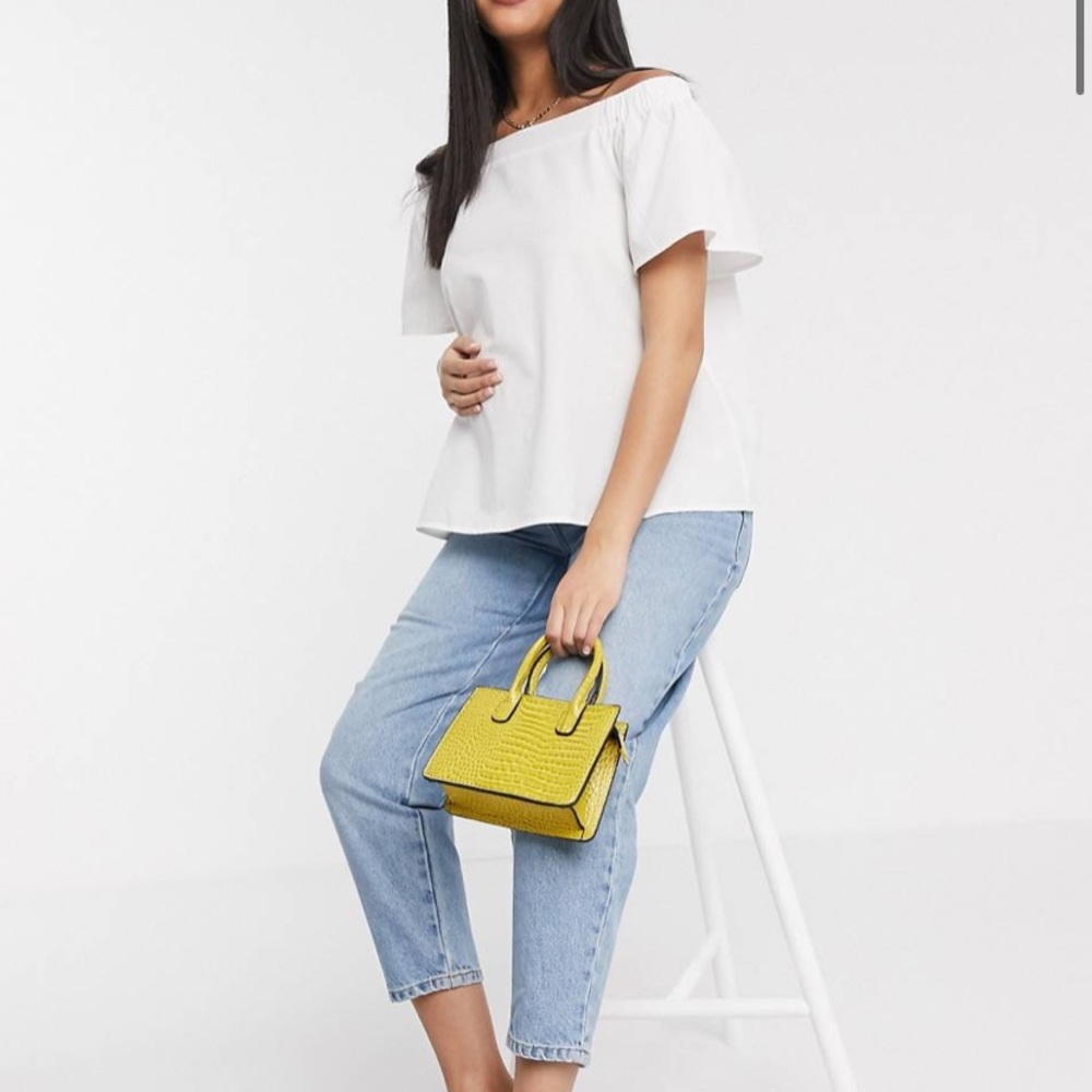 ASOS DESIGN Maternity cotton off shoulder top in ivory